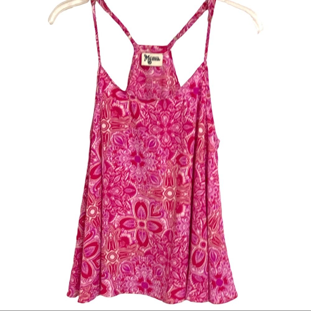 Show Me Your MuMu pink floral razor back tank top size medium